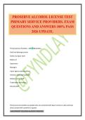 PROSERVE ALCOHOL LICENSE TEST PRIMARY SERVICE PROVIDERS&period; EXAM QUESTIONS AND ANSWERS 100&percnt; PASS 2026 UPDATE