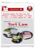 Test Bank for Tort Law&comma; 7th Edition by Edwards & Cull &vert; Chapters 1&ndash;19 &vert; Verified Questions & Answers