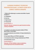 ALABAMA PHARMACY TECHNICIAN REGISTRATION EXAM &vert; ULTIMATE EXAM WITH CORRECT VERIFIED ANSWERS