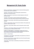 Management 201 Study Guide with complete solutions 