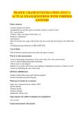 TRAFFIC CRASH INVESTIGATION &lpar;TEST 1&rpar; ACTUAL EXAM QUESTIONS WITH VERIFIED ANSWERS