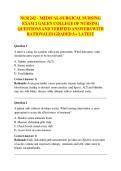 NUR 242 &ndash; MEDICAL-SURGICAL NURSING  EXAM 2 GALEN COLLEGE OF NURSING  QUESTIONS AND VERIFIED ANSWERS WITH  RATIONALES GRADED A&plus; LATEST