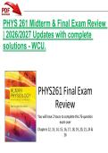 PHYS 261 Midterm & Final Exam Review &vert; 2026&sol;2027 Updates with complete solutions - WCU&period;