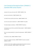 Core Concepts of Nursing Care Exam 1 &lpar;Module 1&rpar; Questions With Correct Answers