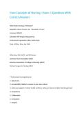 Core Concepts of Nursing - Exam 1 Questions With Correct Answers 