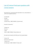 Law of Contract Final exam questions with correct answers