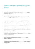 Contract Law Exam Questions With Correct Answers