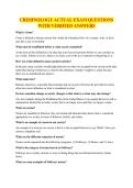 CRIMINOLOGY ACTUAL EXAM QUESTIONS WITH VERIFIED ANSWERS