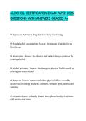 ALCOHOL CERTIFICATION EXAM PAPER 2026 QUESTIONS WITH ANSWERS GRADED A&plus;