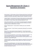Sports Management 201 &lpar;Exam 1&rpar; Questions & Answers