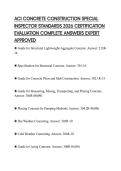 ACI CONCRETE CONSTRUCTION SPECIAL INSPECTOR STANDARDS 2026 CERTIFICATION EVALUATION COMPLETE ANSWERS EXPERT APPROVED