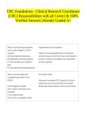 CRC Foundations - Clinical Research Coordinator &lpar;CRC&rpar; Responsibilities with all Correct & 100&percnt; Verified Answers &vert;Already Graded A&plus;