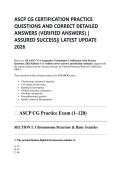 ASCP CG CERTIFICATION PRACTICE  QUESTIONS AND CORRECT DETAILED  ANSWERS &lpar;VERIFIED ANSWERS&rpar; &vert;  ASSURED SUCCESS&vert;&vert; LATEST UPDATE  2026 