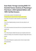 Exam Bank&colon; Portage Learning BIOD 151  Essential Human Anatomy & Physiology I  Final Exam &vert; 2026 Updated Edition with  100&percnt; Verified Answers 