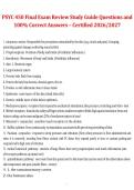 PSYC 450 2026&sol;2027 &ndash; Final Exam Review Study Guide Questions with 100&percnt; Correct Answers &lpar;Certified&rpar;