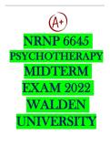 NRNP 6645 PSYCHOTHERAPY MIDTERM EXAM 2022 WALDEN UNIVERSITY
