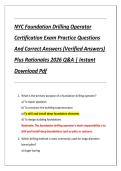 NYC Foundation Drilling Operator  Certification Exam Practice Questions  And Correct Answers &lpar;Verified Answers&rpar;  Plus Rationales 2026 Q&A &vert; Instant  Download Pdf