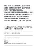 MLS ASCP EXAM RECALL QUESTIONS  2026 &ndash; COMPREHENSIVE QUESTIONS  WITH VERIFIED ANSWERS&comma;  GUARANTEED SUCCESS&comma; GRADED A&plus;MLS  ASCP EXAM RECALL QUESTIONS 2026 &ndash;  COMPREHENSIVE QUESTIONS WITH  VERIFIED ANSWERS&comma; GUARANTEED  SUCCESS&comma; GRADED A&plus;MLS ASCP EXAM