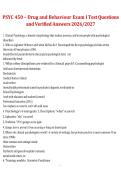 PSYC 450 Drug and Behaviour 2026&sol;2027 &ndash; Exam I Test Questions with Verified Answers