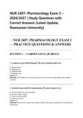NUR 2407&colon; Pharmacology Exam 2 &ndash;  2026&sol;2027 &vert; Study Questions with  Correct Answers &lpar;Latest Update&comma;  Rasmussen University&rpar; 