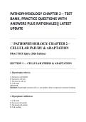 PATHOPHYSIOLOGY CHAPTER 2 &ndash; TEST  BANK&comma; PRACTICE QUESTIONS WITH  ANSWERS PLUS RATIONALES&vert;&vert; LATEST  UPDATE 