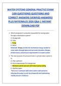 WATER SYSTEMS GENERAL PRACTICE EXAM  &lpar;100 QUESTIONS&rpar; QUESTIONS AND  CORRECT ANSWERS &lpar;VERIFIED ANSWERS&rpar;  PLUS RATIONALES 2026 Q&A &vert; INSTANT  DOWNLOAD PDF 