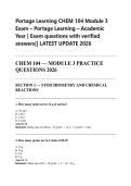 Portage Learning CHEM 104 Module 3  Exam &ndash; Portage Learning &ndash; Academic  Year &vert; Exam questions with verified  answers&vert;&vert; LATEST UPDATE 2026 