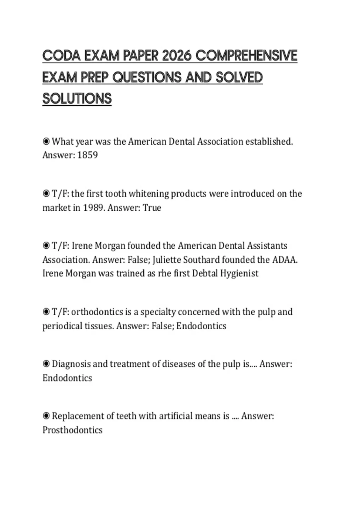 CODA EXAM PAPER 2026 COMPREHENSIVE EXAM PREP QUESTIONS AND SOLVED ...