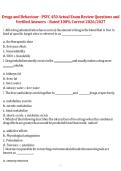 PSYC 450 Drugs and Behaviour 2026&sol;2027 &ndash; Actual Exam Review Questions with Verified Answers