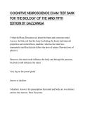COGNITIVE NEUROSCIENCE EXAM TEST BANK FOR THE BIOLOGY OF THE MIND FIFTH EDITION BY GAZZANIGA
