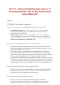 PSYC 435 Abnormal Psychology 2026&sol;2027 &ndash; Exam Chapters 4&ndash;6 Actual Questions with 100&percnt; Verified Answers &lpar;Latest Update&rpar;