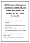 NEBOSH Environmental Management  Certificate Exam Questions And Correct  Answers &lpar;Verified Answers&rpar; Plus  Rationales 2026 Q&A &vert; Instant  Download Pdf 