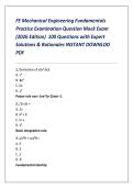FE Mechanical Engineering Fundamentals  Practice Examination Question Mock Exam  &lpar;2026 Edition&rpar;  100 Questions with Expert  Solutions & Rationales INSTANT DOWNLOD  PDF 
