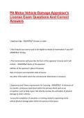 PA Motor Vehicle Damage Appraiser's License Exam Questions And Correct Answers &vert; Verified  Exam Questions 