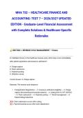 MHA 702 &ndash; HEALTHCARE FINANCE AND ACCOUNTING&colon; TEST 7 &ndash; 2026&sol;2027 UPDATED EDITION - Graduate-Level Financial Assessment with Complete Solutions & Healthcare-Specific Rationales