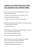 LEADING SAFE CERTIFICATION FINAL PAPER 2026 QUESTIONS AND ANSWERS VERIFIED