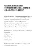 LEAN BRONZE CERTIFICATION COMPREHENSIVE EXAM 2026 QUESTIONS AND ANSWERS 100&percnt; CORRECT