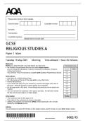 2025 GCSE AQA RELIGIOUS STUDIES PAPER 1 A ISLAM
