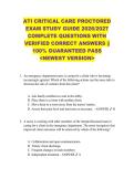 ATI CRITICAL CARE PROCTORED  EXAM STUDY GUIDE 2026&sol;2027  COMPLETE QUESTIONS WITH  VERIFIED CORRECT ANSWERS &vert;&vert;  100&percnt; GUARANTEED PASS  <NEWEST VERSION> 