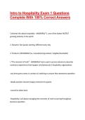 Intro to Hospitality Exam 1 Questions Complete With 100&percnt; Correct Answers