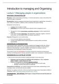 Samenvatting Introduction to managing and organising &plus; sv verplichte reading 