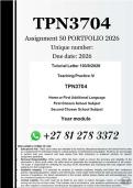 TPN3704 Assignment 50 PORTFOLIO &lpar;COMPLETE ANSWERS&rpar; 2026 - DUE 2026 