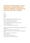 ADVANCED DYSRHYTHMIAS LATEST 2026 PRACTICE QUESTIONS WITH VERIFIED ANSWERS