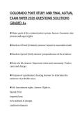 COLORADO POST STUDY AND FINAL ACTUAL EXAM PAPER 2026 QUESTIONS SOLUTIONS GRADED A&plus;