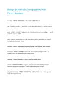 Biology 1450 Final Exam Questions With Correct Answers