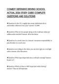 COMEDY DEFENSIVE DRIVING SCHOOL ACTUAL 2026 STUDY GUIDE COMPLETE QUESTIONS AND SOLUTIONS