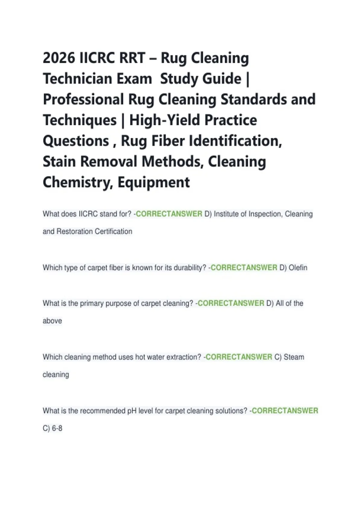 Rrt Kettering Study Guide Calendar.pdf 2026 IICRC RRT – Rug Cleaning Technician Exam Study Guide ...