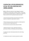 CONTRACTING OFFICER REPRESENTATIVE ACTUAL TEST 2026 QUESTIONS WITH VERIFIED ANSWERS