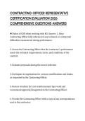 CONTRACTING OFFICER REPRESENTATIVE CERTIFICATION EVALUATION 2026 COMPREHENSIVE QUESTIONS ANSWERS