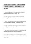 CONTRACTING OFFICER REPRESENTATIVE COURSE 2026 FINAL ASSESSMENT FULLY SOLVED